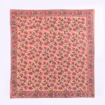 Peach Floral Hand Block Print Cotton Scarf For Women - Image 7