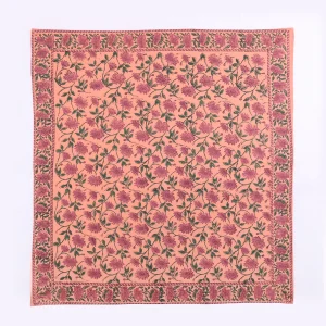 Peach Floral Hand Block Print Cotton Scarf For Women - Image 7