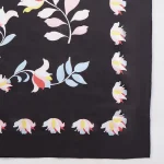 Premium Black Silk Scarf Feminine Floral Pattern Neck Designer Wrap Women - Image 9