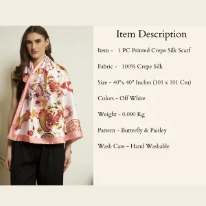 Premium Crepe Silk Scarf Butterfly Print Fashion Neck Wrap for Women - Image 11