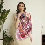Premium Floral Eagle Silk Scarf Pink Eagle Inspired Designer Scarf Women's