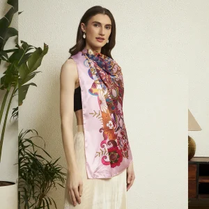 Premium Floral Eagle Silk Scarf Pink Eagle Inspired Designer Scarf Women's - Image 7