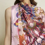 Premium Floral Eagle Silk Scarf Pink Eagle Inspired Designer Scarf Women's - Image 9