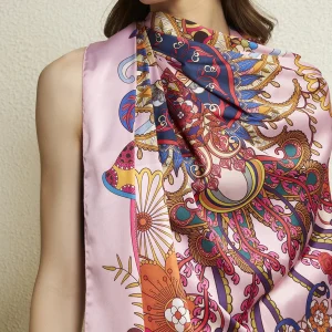 Premium Floral Eagle Silk Scarf Pink Eagle Inspired Designer Scarf Women's - Image 9