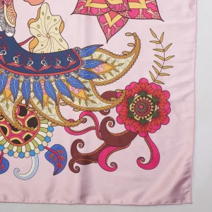 Premium Floral Eagle Silk Scarf Pink Eagle Inspired Designer Scarf Women's - Image 8