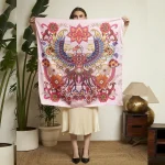 Premium Floral Eagle Silk Scarf Pink Eagle Inspired Designer Scarf Women's - Image 6