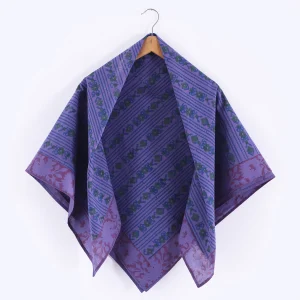 Premium Hand Black Print Purple Cotton Scarf For Women's - Image 6