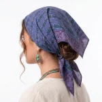 Premium Hand Black Print Purple Cotton Scarf For Women's - Image 7
