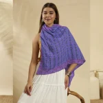 Premium Hand Black Print Purple Cotton Scarf For Women's - Image 3