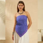 Premium Hand Black Print Purple Cotton Scarf For Women's
