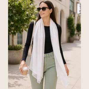 Premium White Chiffon Hijab Stole Soft Daily Wear Scarf for Women - Image 5
