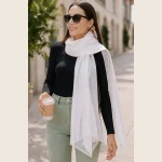 Premium White Chiffon Hijab Stole Soft Daily Wear Scarf for Women - Image 4