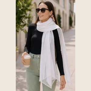 Premium White Chiffon Hijab Stole Soft Daily Wear Scarf for Women - Image 4