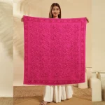 Soft Cotton Pink Paisley Fashion Wrap Women Scarf - Image 3