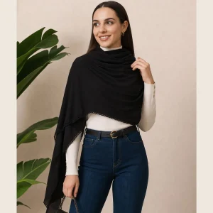 Stylish Black Chiffon Stole for Women Soft Fashion Scarf - Image 3