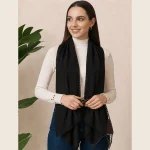 Stylish Black Chiffon Stole for Women Soft Fashion Scarf