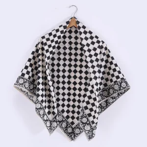 Stylish Black White Cotton Wrap Scarf For Women - Image 7