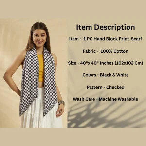 Stylish Black White Cotton Wrap Scarf For Women - Image 10