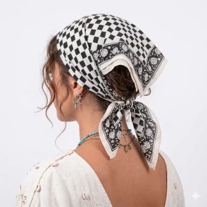 Stylish Black White Cotton Wrap Scarf For Women - Image 6
