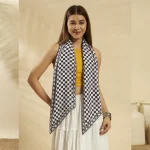 Stylish Black White Cotton Wrap Scarf For Women - Image 4