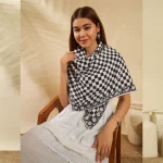 Stylish Black White Cotton Wrap Scarf For Women - Image 3