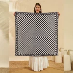 Stylish Black White Cotton Wrap Scarf For Women - Image 5