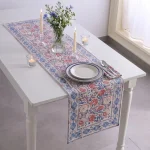 Traditional Floral Dining Table Runner Red Blue White Kitchen Decor
