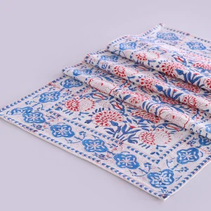 Traditional Floral Dining Table Runner Red Blue White Kitchen Decor - Image 3