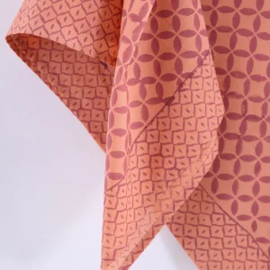 Women Designer Peach Floral Cotton Square Scarf - Image 8