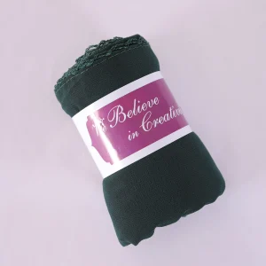 Women Soft Dark Green Chiffon Neck Scarf with Lace - Image 7