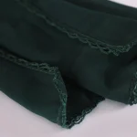 Women Soft Dark Green Chiffon Neck Scarf with Lace - Image 8