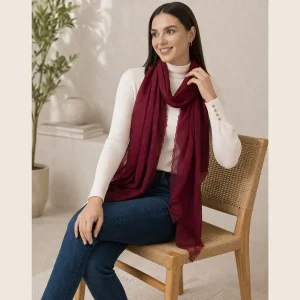 Women’s Lightweight Maroon Scarf Fashionable Daily Wear Accessory - Image 3