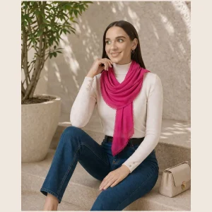 Women’s Lightweight Pink Soft Chiffon Daily Wear Wrap Scarf - Image 3