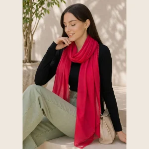 Women’s Lightweight Red Wrap Fashionable Chiffon Daily Wear Scarves - Image 3