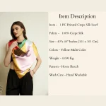 Women’s Luxury Silk Feel Scarf Elegant Multicolor Horse Art Print Scarf - Image 10