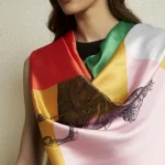 Women’s Luxury Silk Feel Scarf Elegant Multicolor Horse Art Print Scarf - Image 5