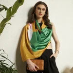 Women’s Luxury Silk Feel Scarf Elegant Multicolor Horse Art Print Scarf