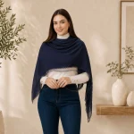 Women’s Navy Blue Chiffon Neck Scarf 66"x28" - Image 4