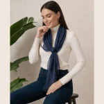 Women’s Navy Blue Chiffon Neck Scarf 66"x28" - Image 3