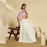Women's Pink Floral Hand Block Print Cotton Scarf - Image 6