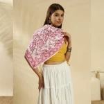 Women's Pink Floral Hand Block Print Cotton Scarf - Image 2