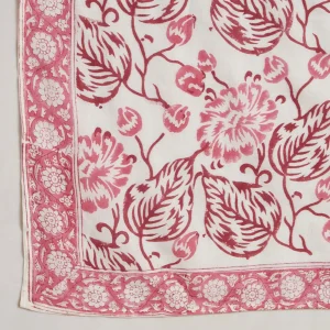 Women's Pink Floral Hand Block Print Cotton Scarf - Image 8