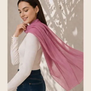 Women’s Soft Mauve Wrap Casual Party Wear Chiffon Scarf - Image 3
