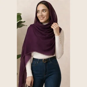 Women’s Soft Purple Chiffon Neck Scarf for Casual & Party Looks - Image 3