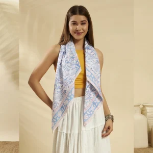 Women’s Traditional Floral Print Cotton Scarf - Image 4