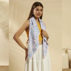 Women’s Traditional Floral Print Cotton Scarf - Image 5