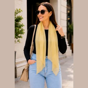 Beige Chiffon Scarf Women's Elegant Lightweight Neck Wrap - Image 4