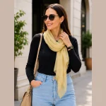 Beige Chiffon Scarf Women's Elegant Lightweight Neck Wrap - Image 3