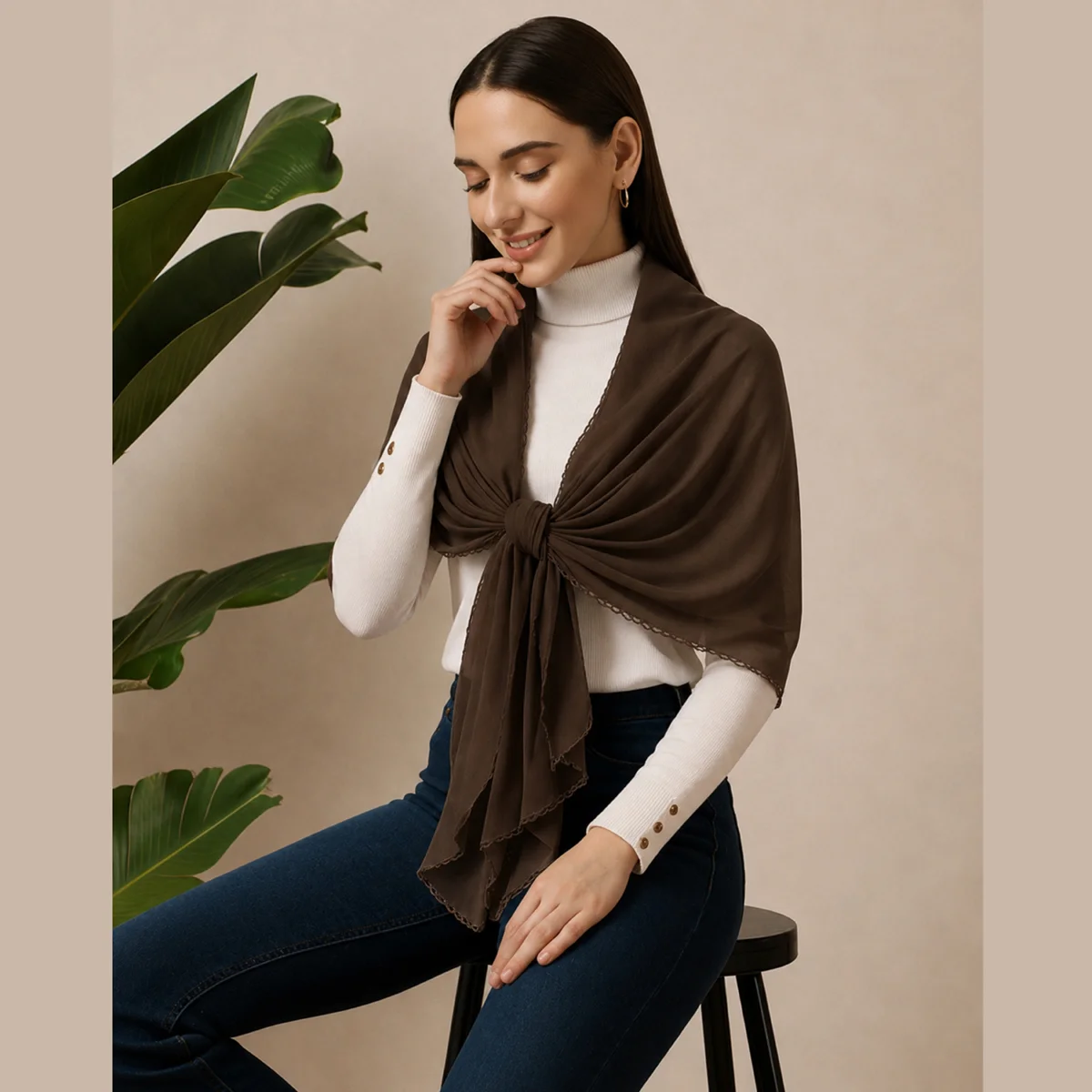 chocolate-brown-chiffon-neck-wrap-scarf-for-women GPS-31 (1)