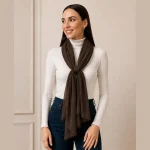 Chocolate Brown Chiffon Neck Wrap Scarf for Women - Image 2